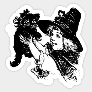 Little Witch with Black Cat Sticker